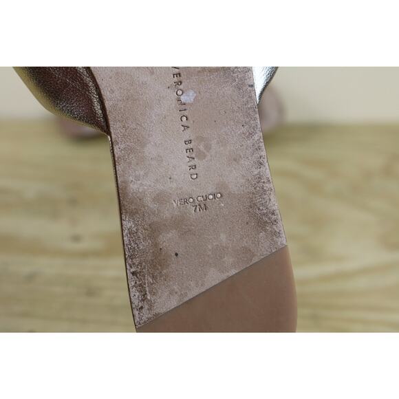 Veronica Beard Sandals 7M Gold Salton Knot Slide Shoes Slip Ons Flats - Picture 8 of 11